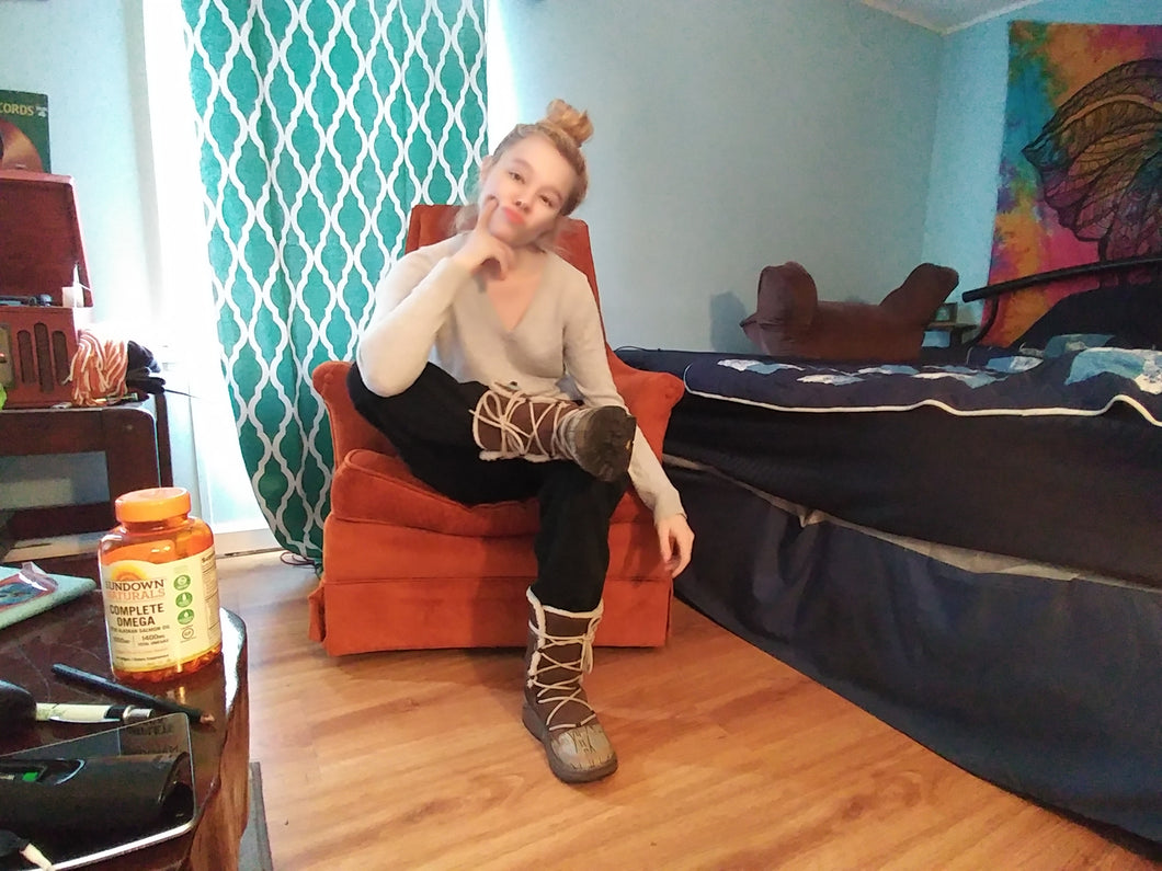 lonely blonde in boots